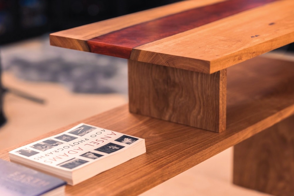 A handcrafted hall table combining metal and wood, a custom furniture piece from Metal Wood and Things